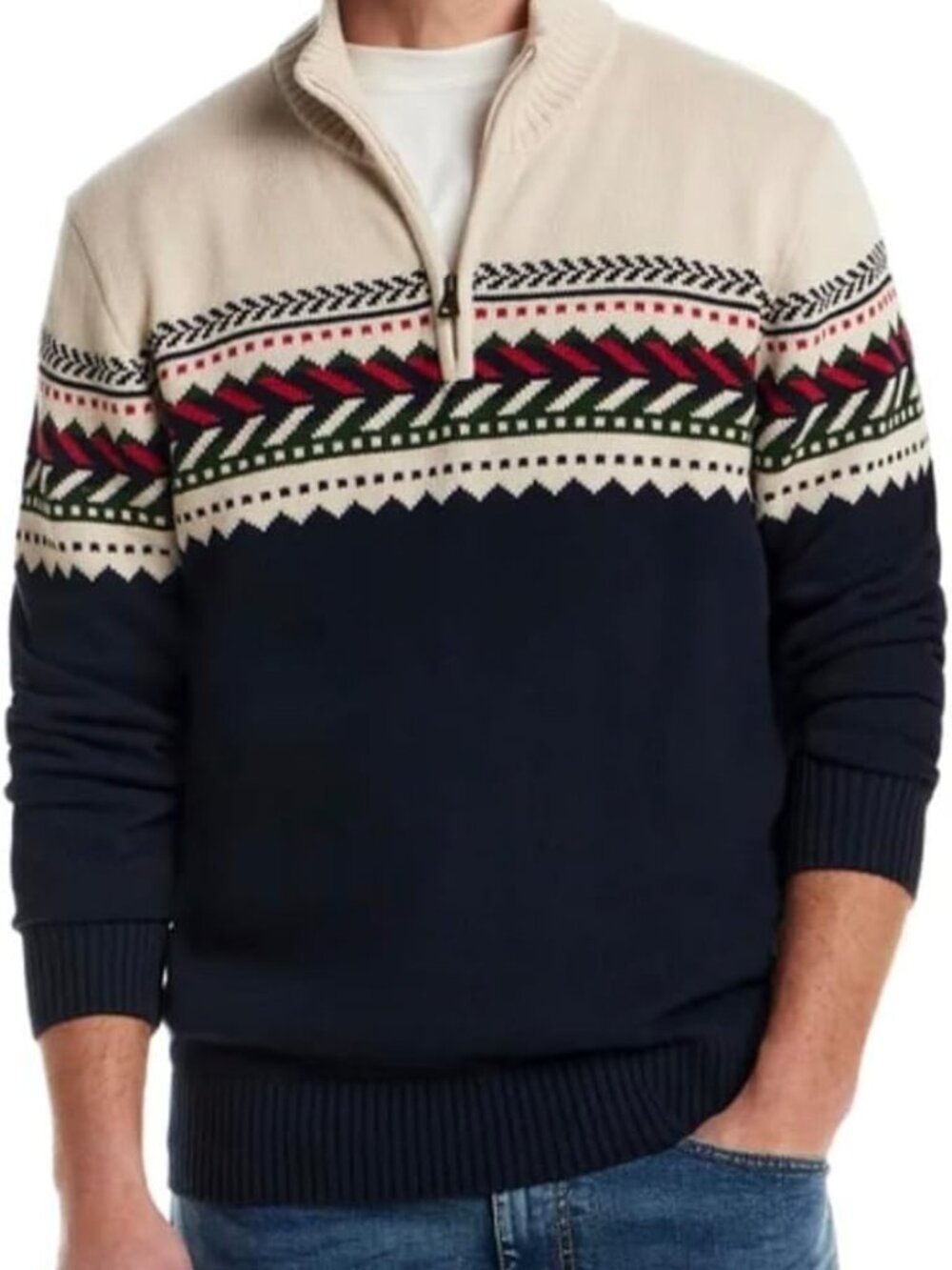 Weatherproof Vintage Men's 1/4 Zip the Holiday Sweater, Blue, Size XL